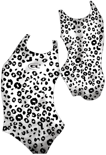 Patches chlorine-resistant girls swimsuit, cute dalmatian dog design, Canadian made activewear