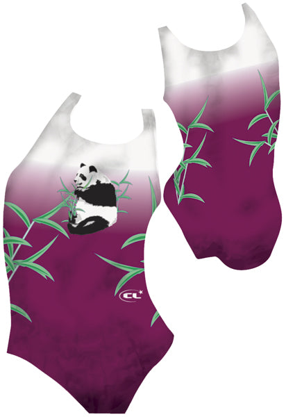 Sammy chlorine-resistant girls swimsuit, cute panda design, Canadian made activewear