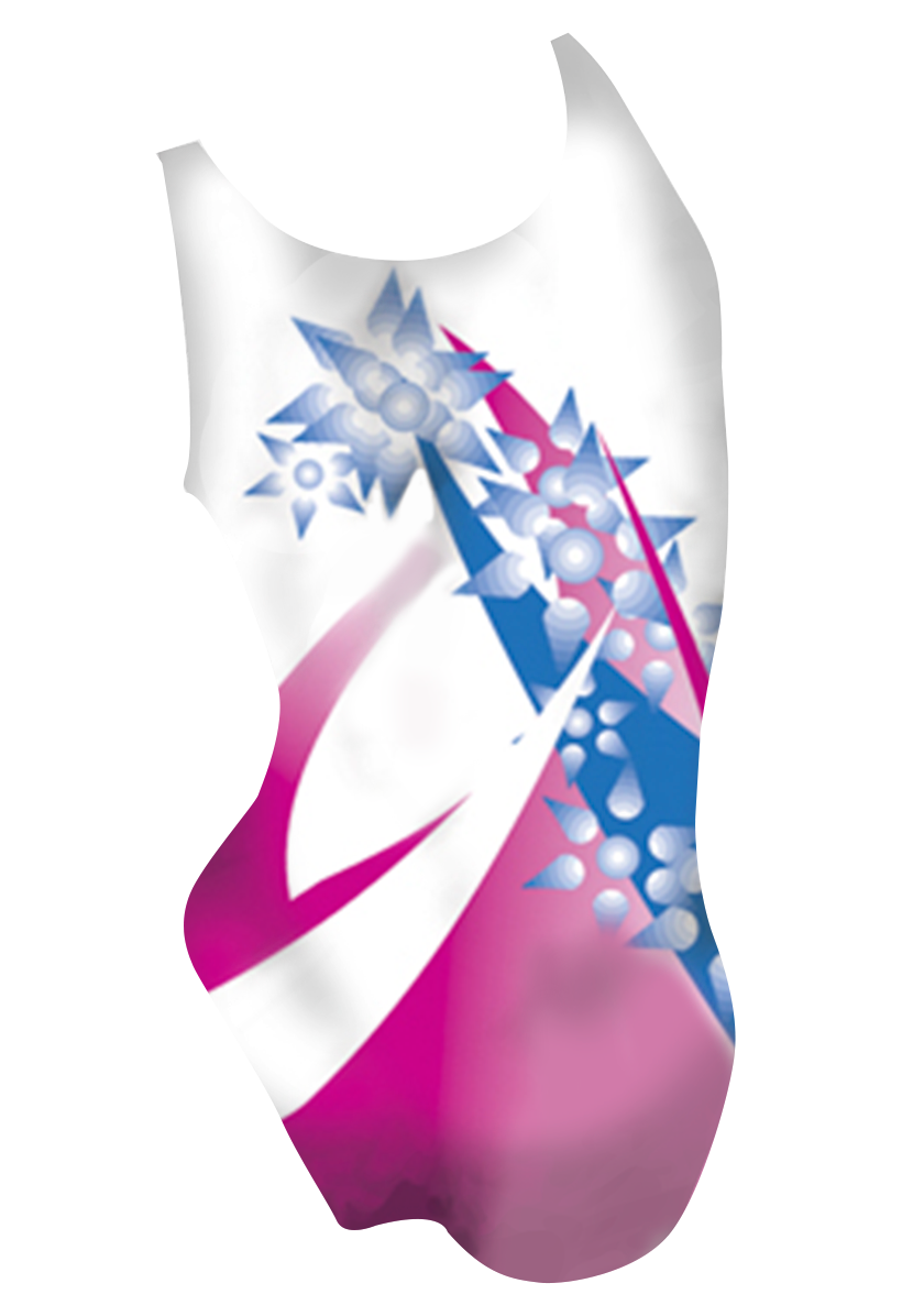 Comet girls swimsuit back view, Japanese art dye sublimation print, made in Canada