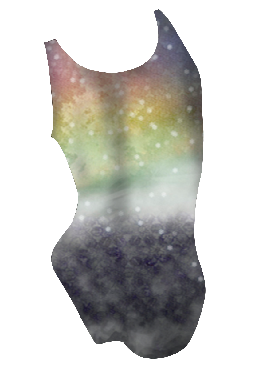 CoolKiss girls swimsuit back view, penguins dye sublimation print, made in Canada